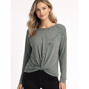 Zella Twist Front Long Sleeve Top Size Medium Sage Green  Lightweight Activewear